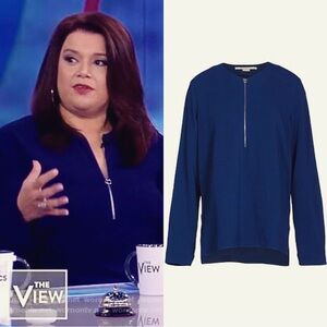 Stella McCartney Navy Blue ‘Arlesa’ Silver Zip Up Long Sleeve Blouse Size 38